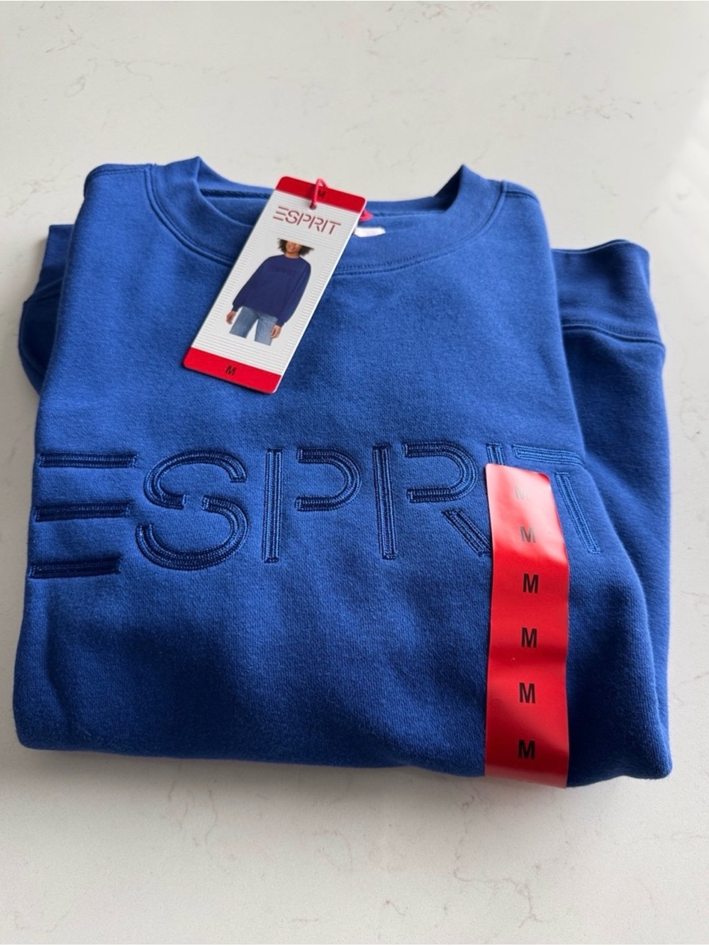 Esprit Blue Embroidered Logo Crewneck Sweatshirt